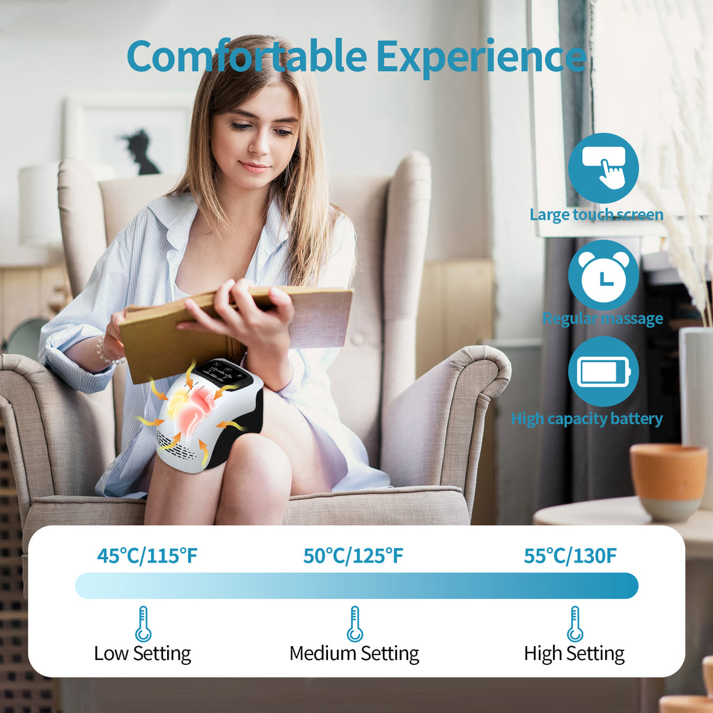 Rechargeable Electric Knee Massager - Infrared Heat & Vibration Therapy for Pain Relief