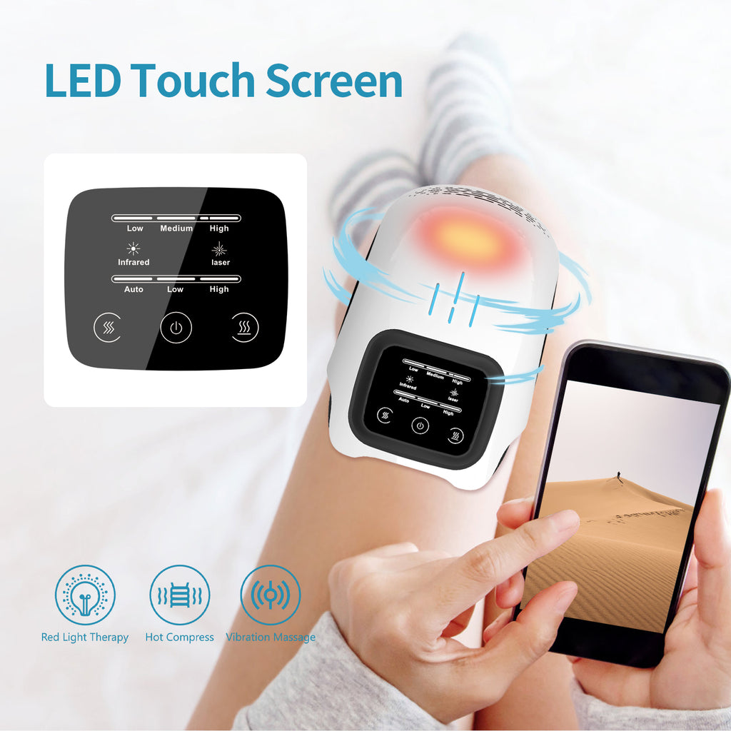 Rechargeable Electric Knee Massager - Infrared Heat & Vibration Therapy for Pain Relief