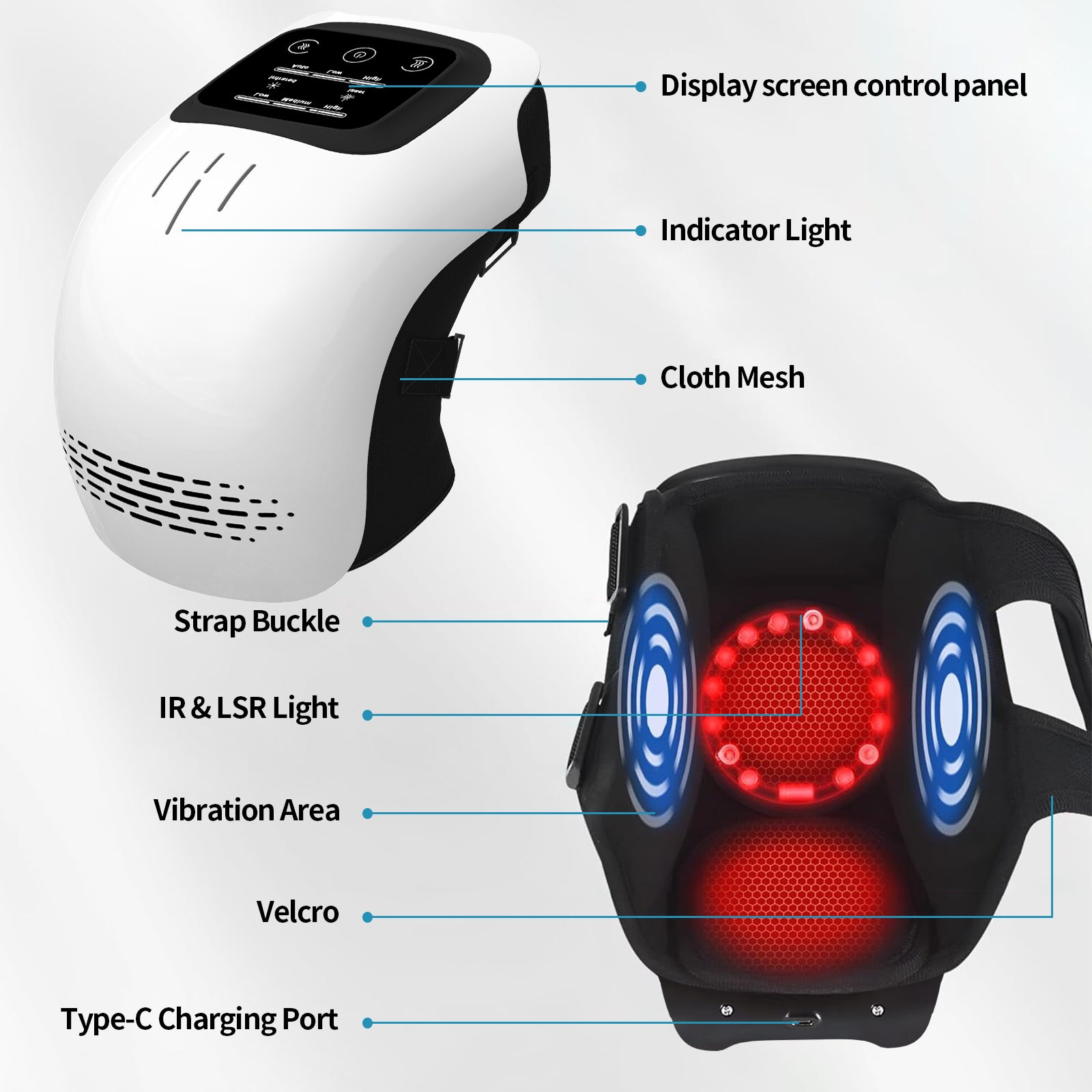 Rechargeable Electric Knee Massager - Infrared Heat & Vibration Therapy for Pain Relief