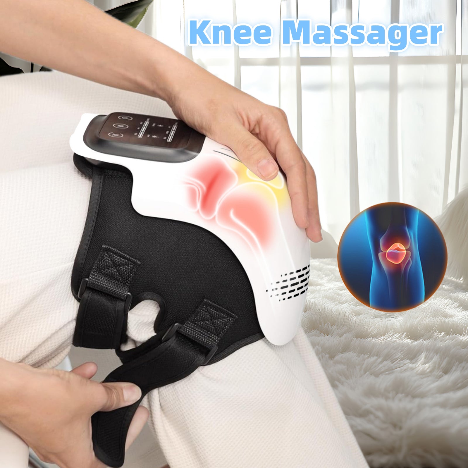 Rechargeable Electric Knee Massager - Infrared Heat & Vibration Therapy for Pain Relief